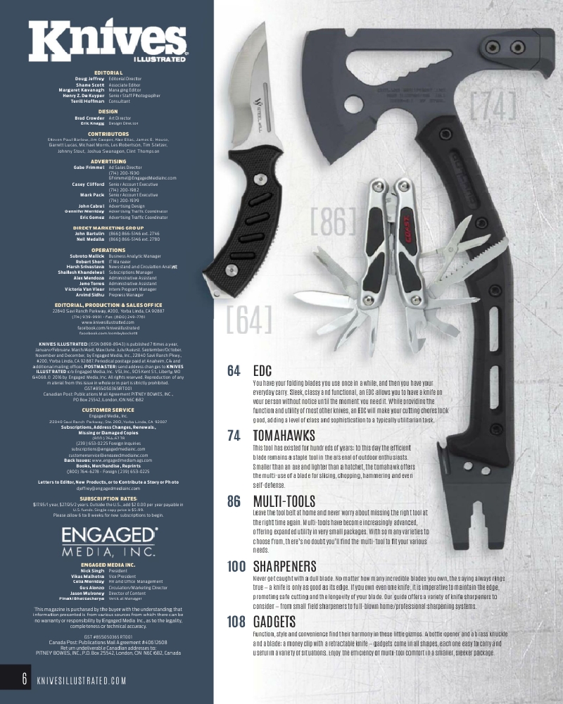 1. Knives Illustrated - January, February 2016