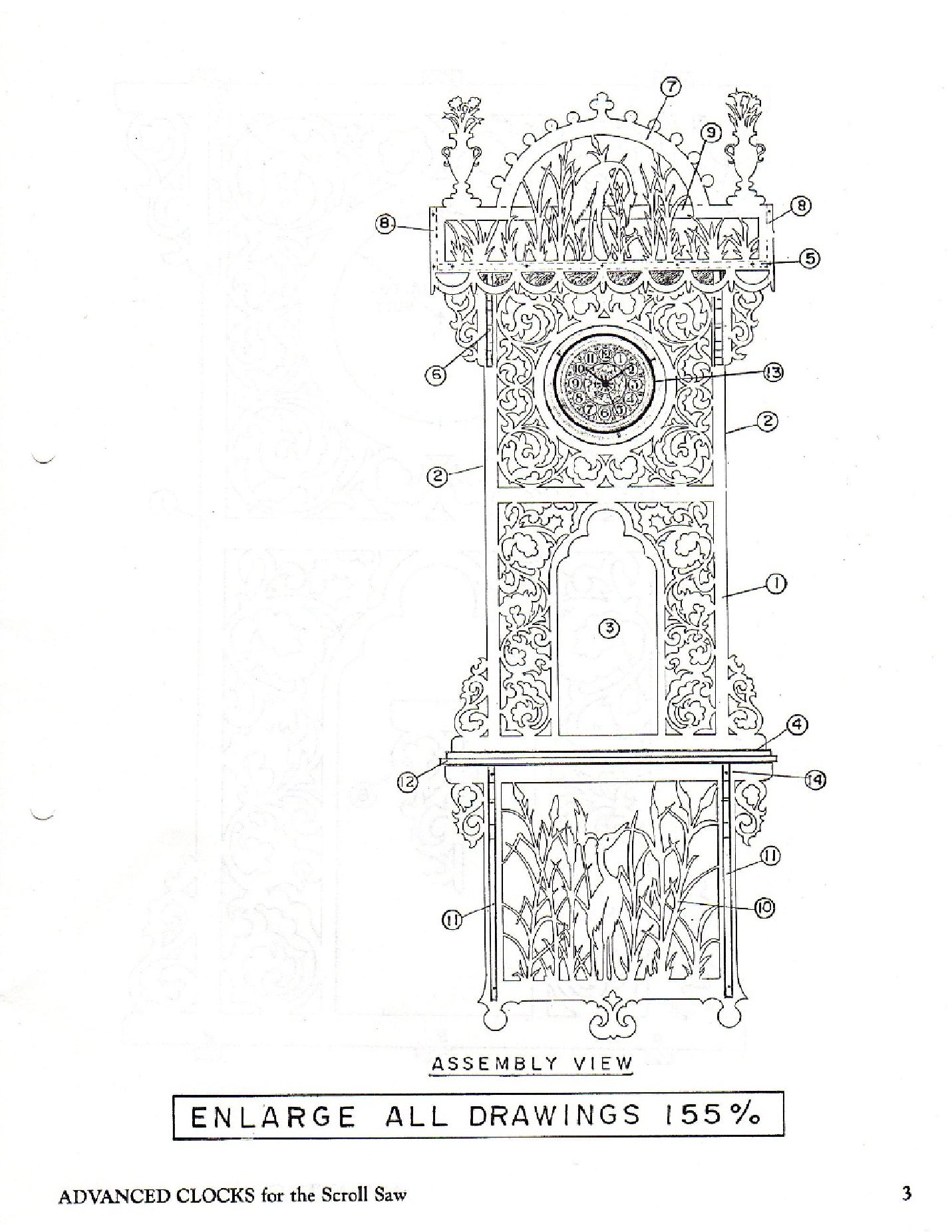 Advanced Scroll Saw Clocks Measured Drawings for Five Antique Samples