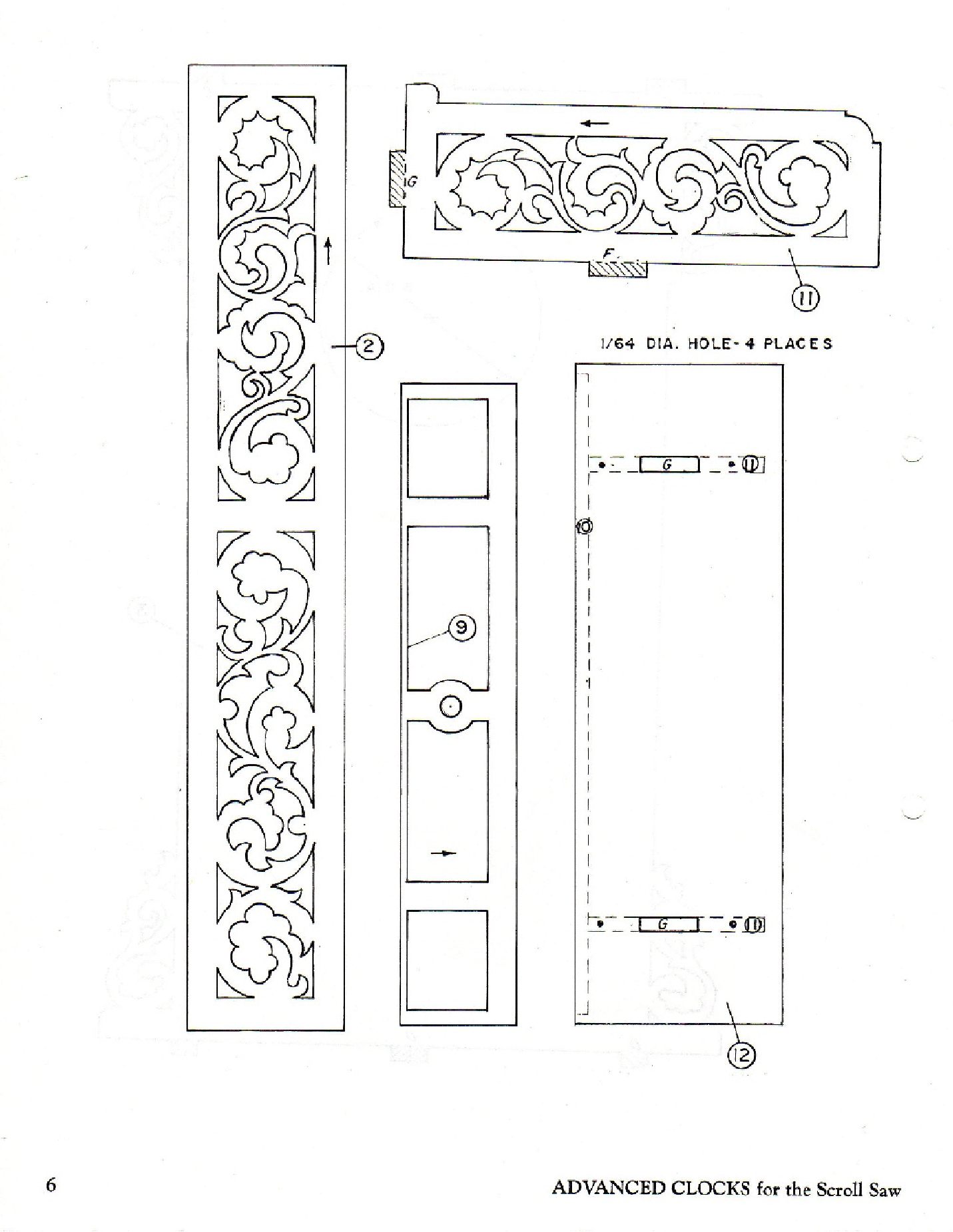 Advanced Scroll Saw Clocks Measured Drawings for Five Antique Samples