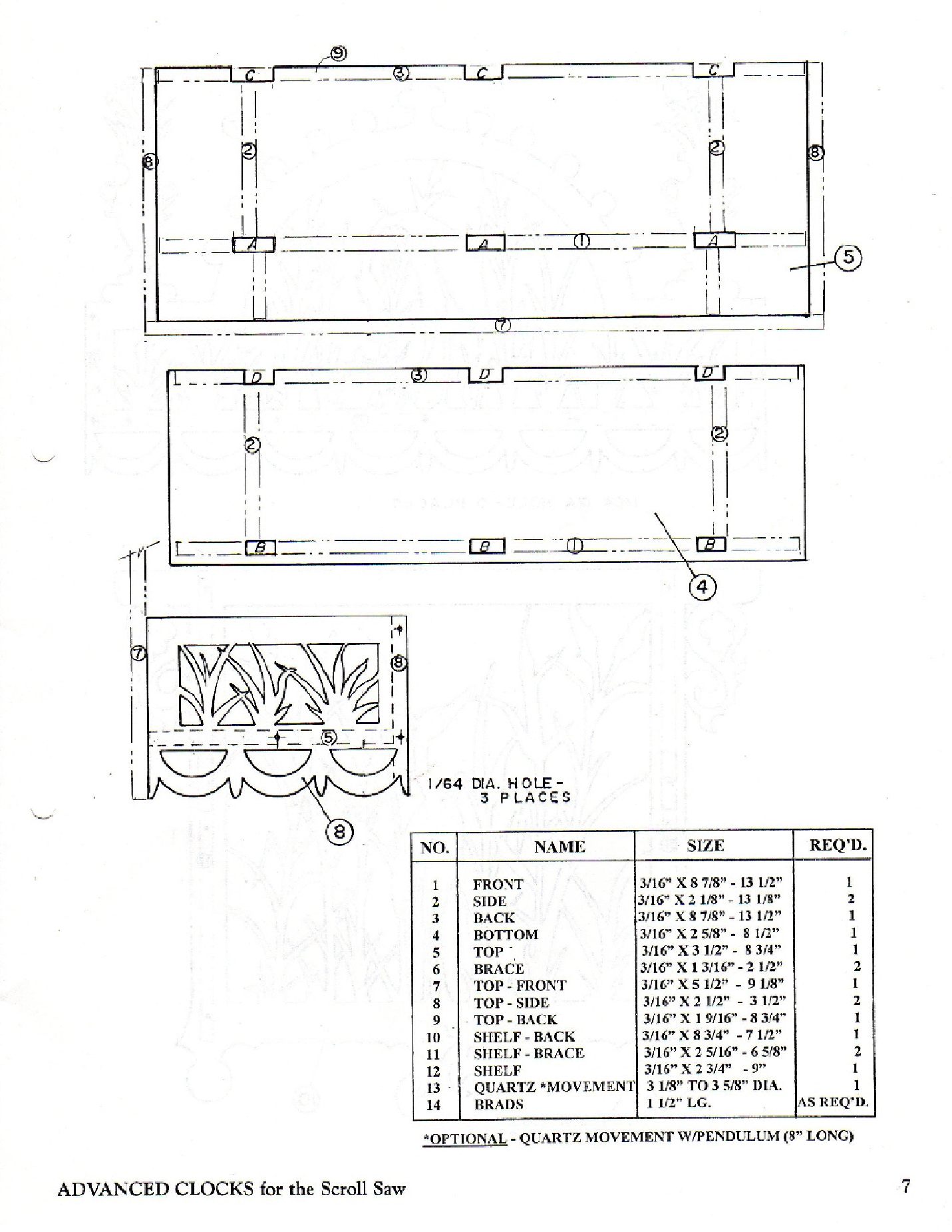 Advanced Scroll Saw Clocks Measured Drawings for Five Antique Samples