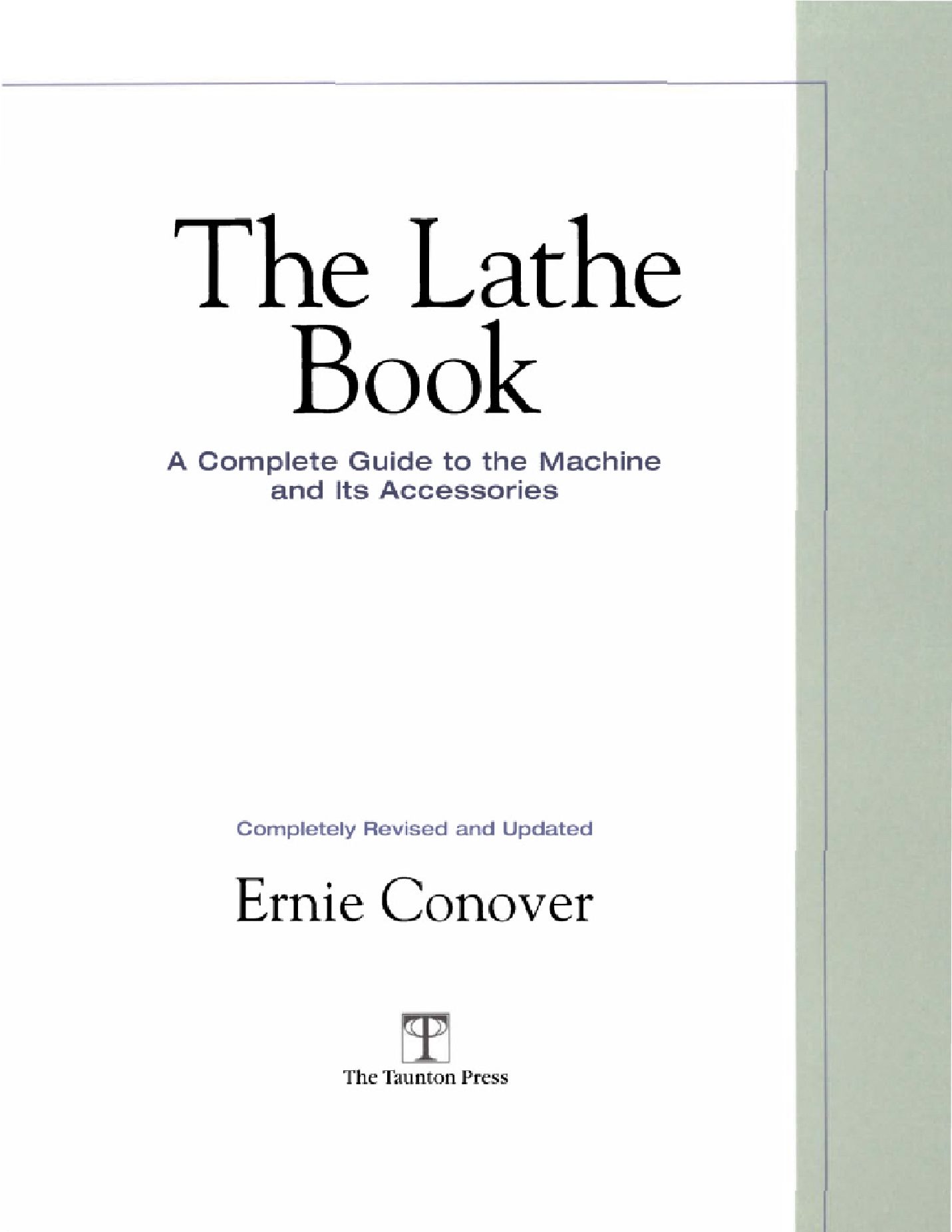 The Lathe Book 2001 車床圖書 一個完整的指南機及其配件