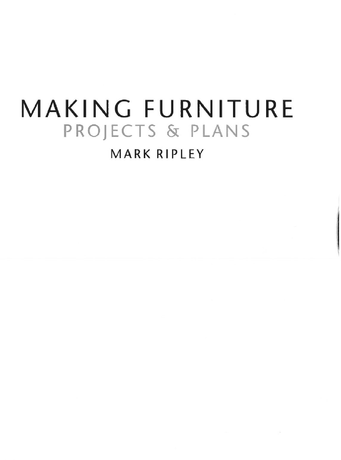 Making Furniture Projects & Plans