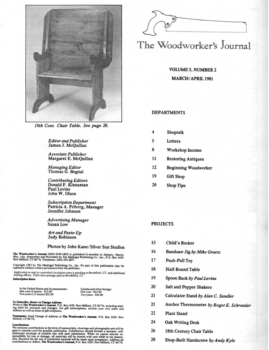 woodworker journal 1981年第2期