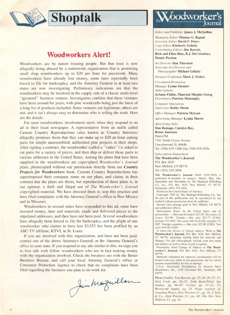 woodworker journal 1992年第3期